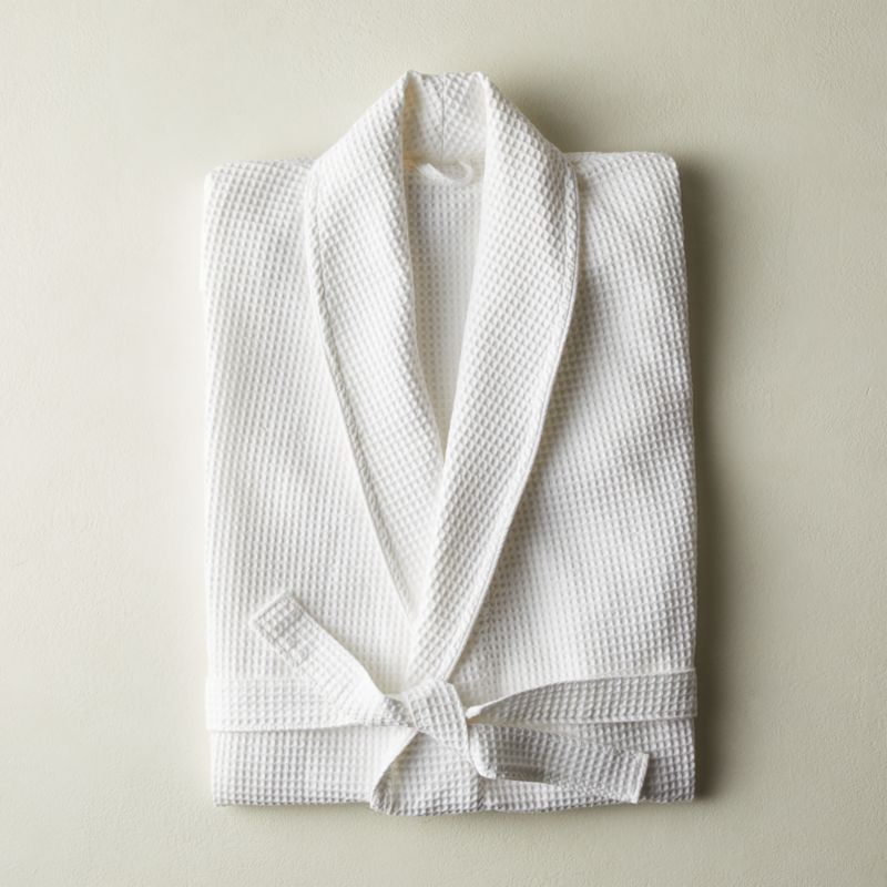 View Skylar Organic Cotton White Waffle Bathrobe S/M details