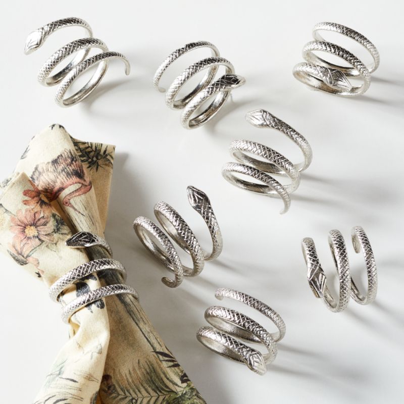 Slink Silver Napkin Rings Set of 8 | CB2