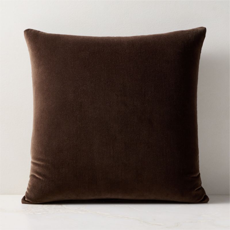 Sloane Ash Brown Embroidered Velvet Throw Pillow with Feather-Down Insert 20"x20" - image 2 of 5