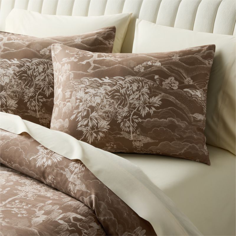 Sloane Organic Cotton Sateen Brown Standard Pillow Shams Set of 2 - image 2 of 7