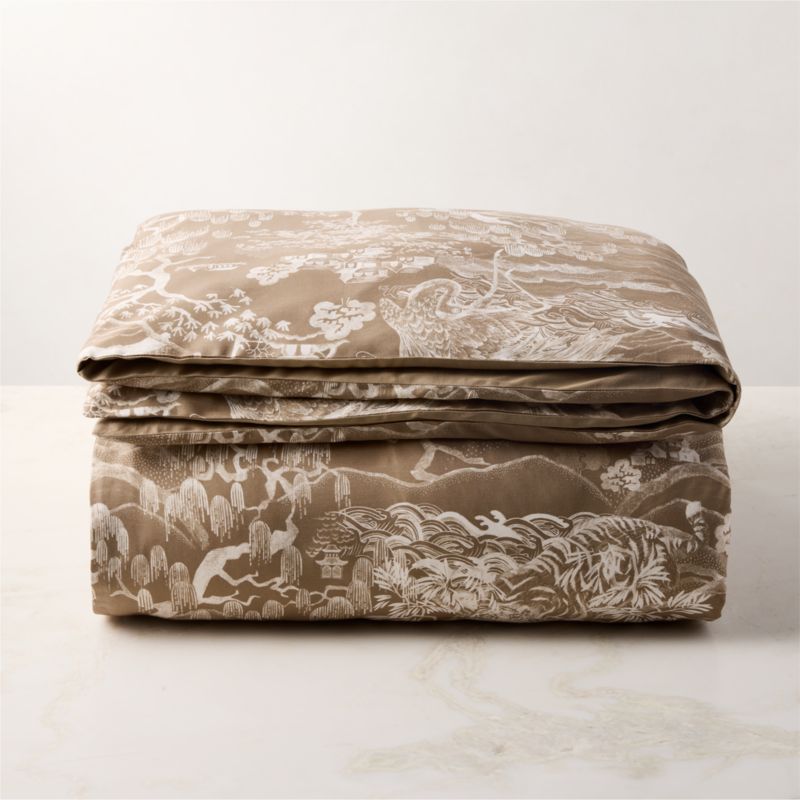 Sloane Organic Cotton Sateen Brown Full/Queen Duvet Cover - image 3 of 5