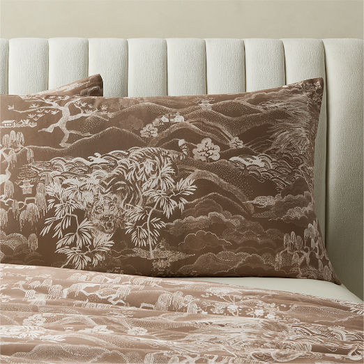 Sloane Organic Cotton Sateen Brown Pillow Shams Set of 2