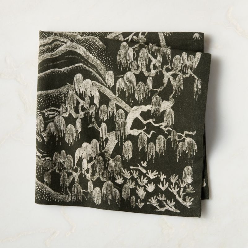 Sloane Dark Olive Green Cotton and Linen Napkin - image 2 of 3