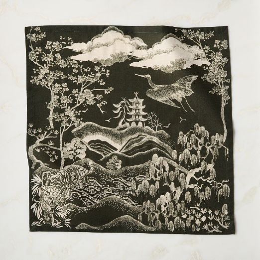 Sloane Dark Olive Green Cotton and Linen Napkin