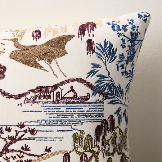 Sloane Multi Embroidered Velvet Lumbar Pillow 22"x25"
