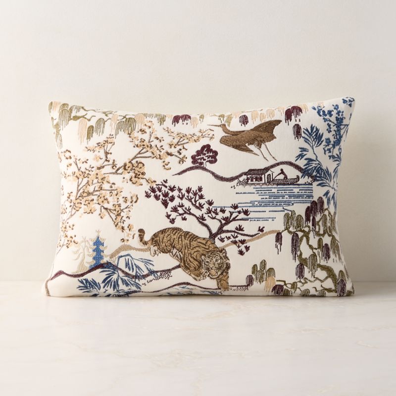 Viewing product image Sloane Multi Embroidered Velvet Lumbar Pillow with Down-Alternative Insert 22"x25" - image 1 of 5