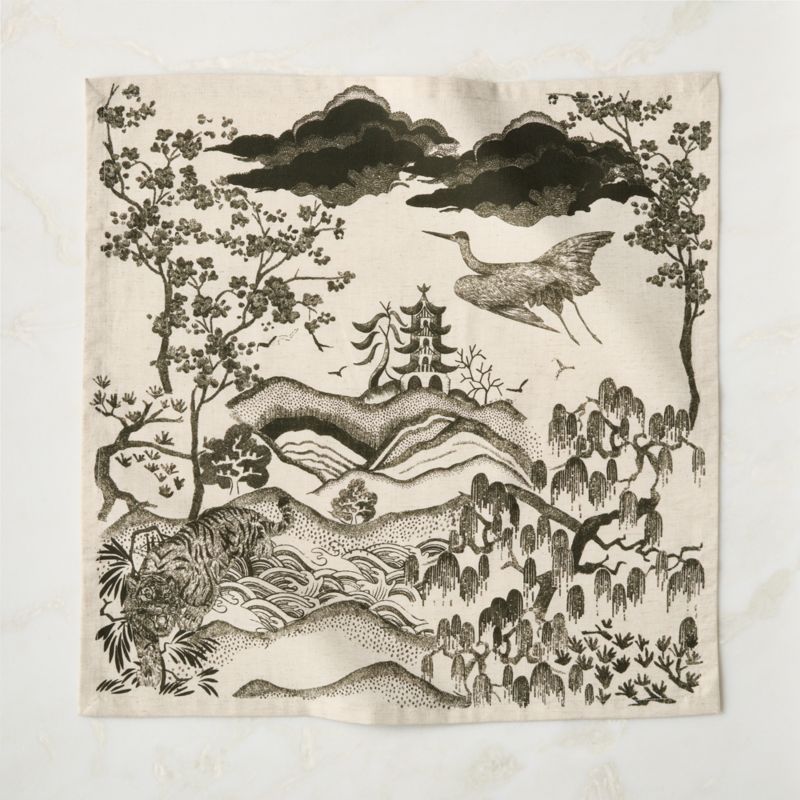 View Sloane Warm White Cotton and Linen Napkin details