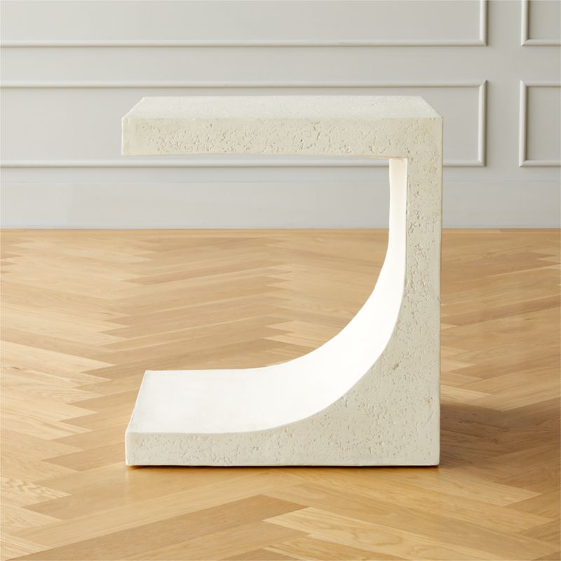 Slope White Cement Side Table + Reviews | CB2 Canada