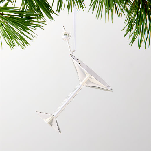 Silver Martini Glass Christmas Tree Ornament