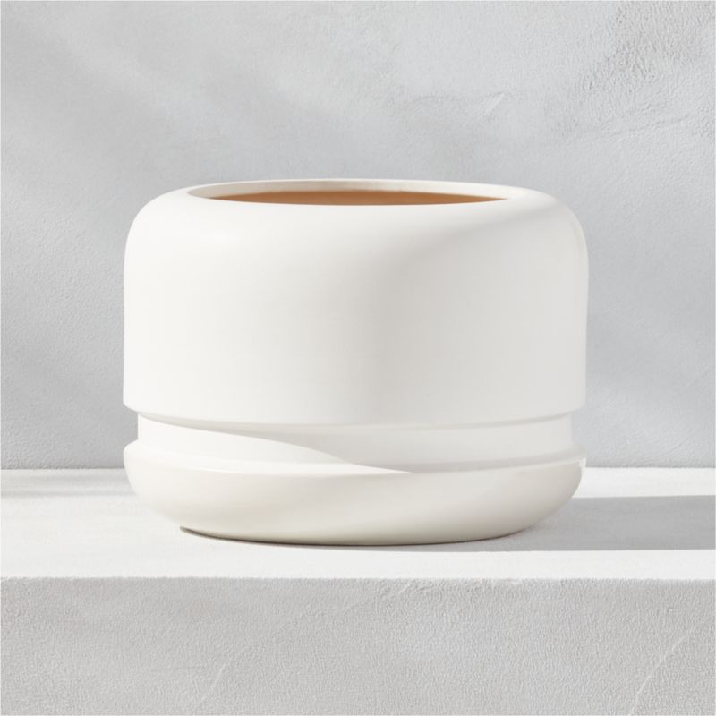 Smalto Modern White Glazed Outdoor Plant Pot Small Reviews CB2 Canada   SmaltoPlanterSmSHS23