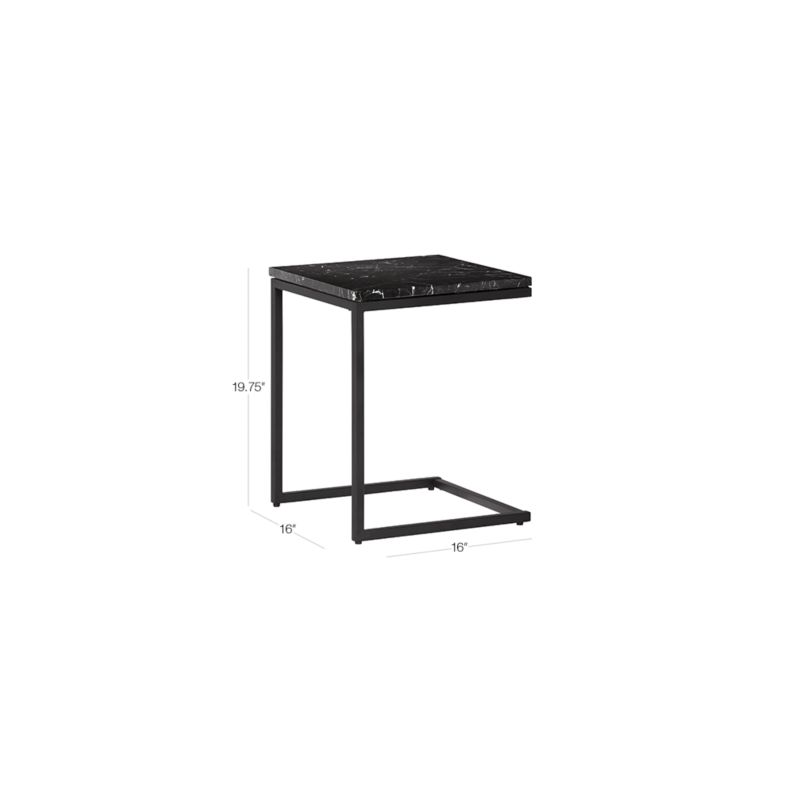 View Smart Black C Table with Black Marble Top - image 2 of 6