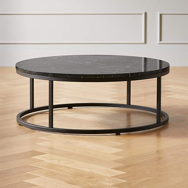 Smart Round Black Marble Coffee Table, Black Steel Coffee Table Round