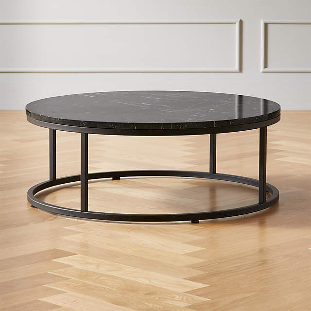 Smart Round Black Marble Coffee Table, Black Round Coffee Tables