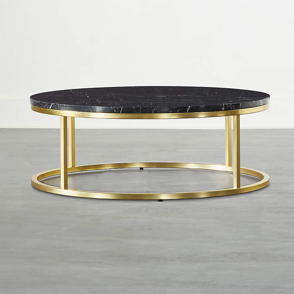 Smart Brass Coffee Table With Black Marble Top Cb2