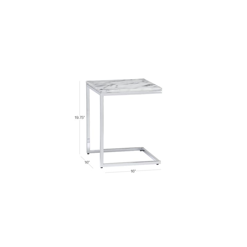 Dimension diagram for Smart Chrome C Table with White Marble Top