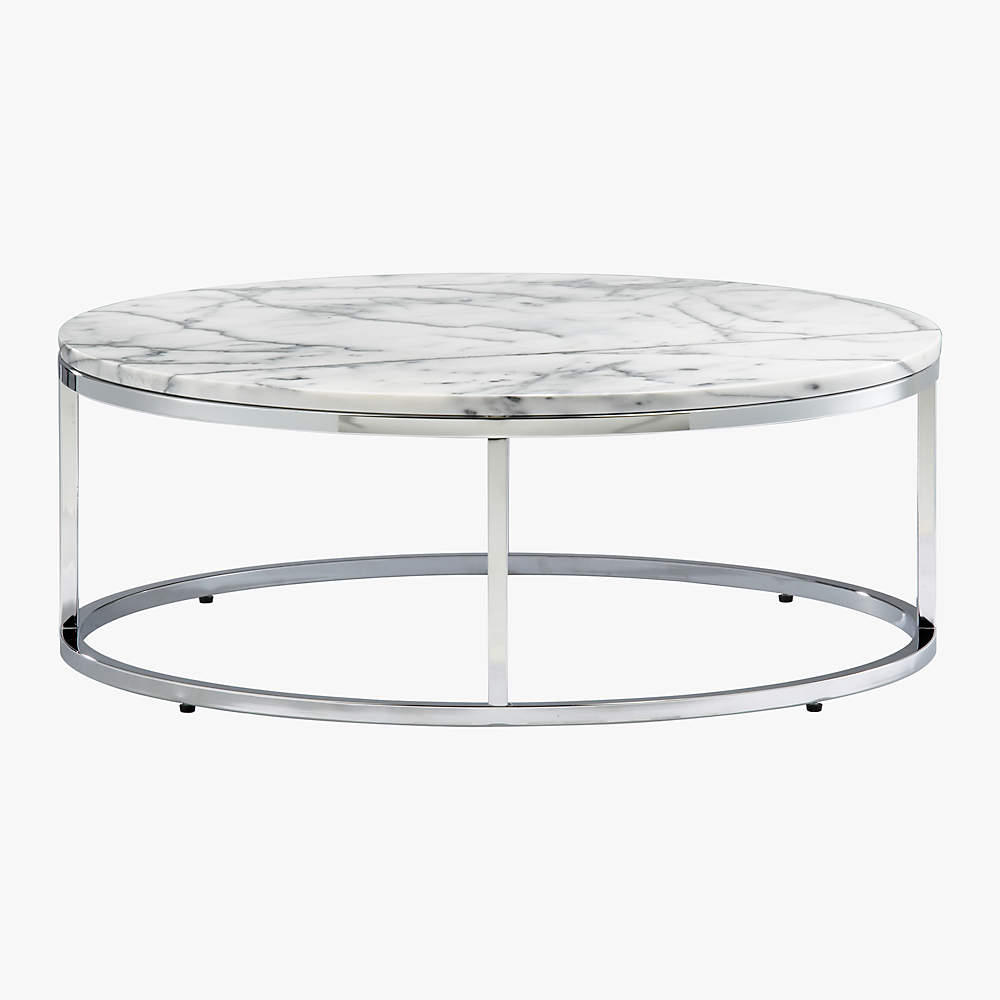 Smart Round Marble Top Coffee Table, White Marble Top Round Coffee Table