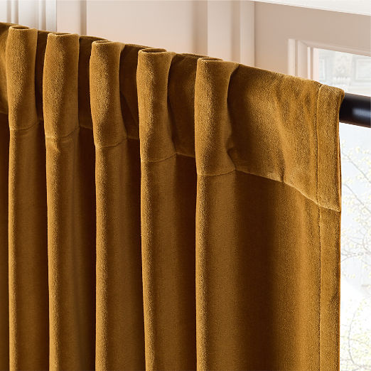 Smoked Amber Organic Cotton Velvet Window Curtain Panel