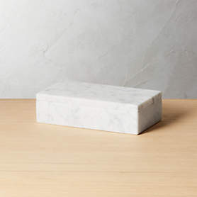 White Marble Box with Lid (2 Sizes)