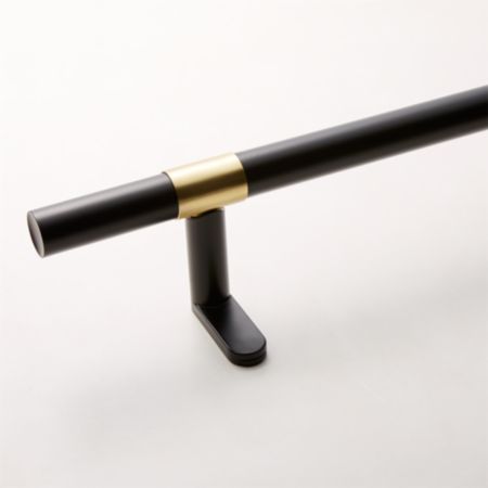 Seamless Black With Brass Band Curtain Rod Set Cb2