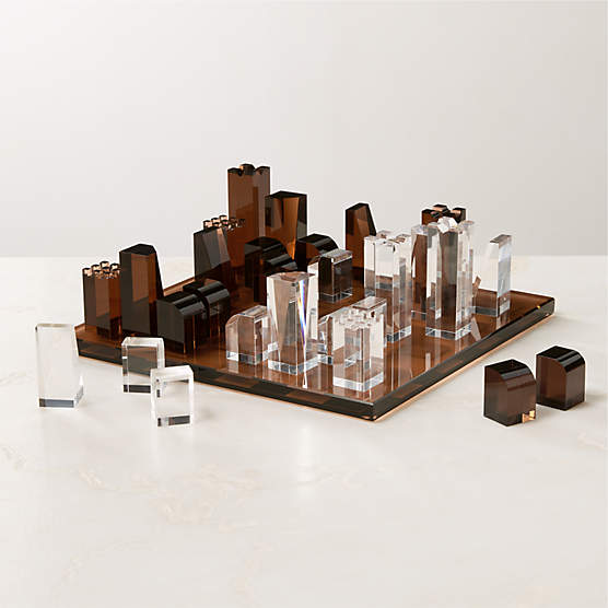 Sienna Brown and Clear Acrylic Chess Set