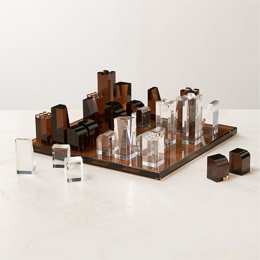 Sienna Brown and Clear Acrylic Chess Set