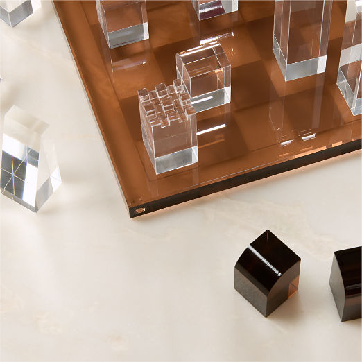 Sienna Brown and Clear Acrylic Chess Set