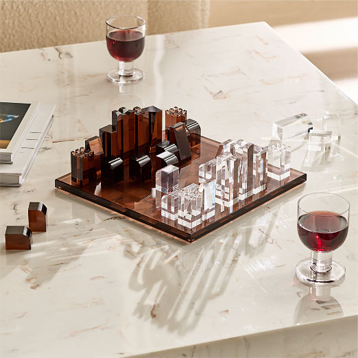 Sienna Brown and Clear Acrylic Chess Set
