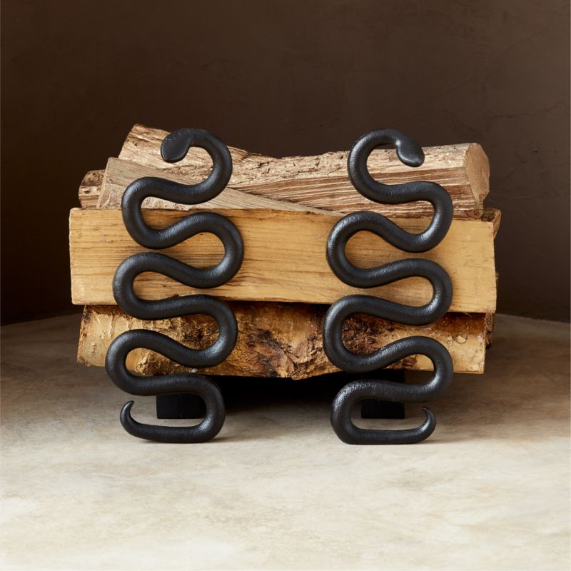 Black Snake Fireplace Andirons Set of 2 - image 0 of 3