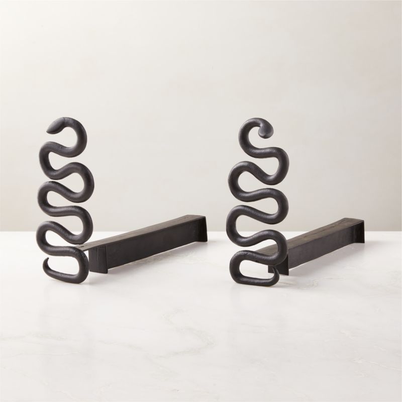 Black Snake Fireplace Andirons Set of 2 - image 1 of 3