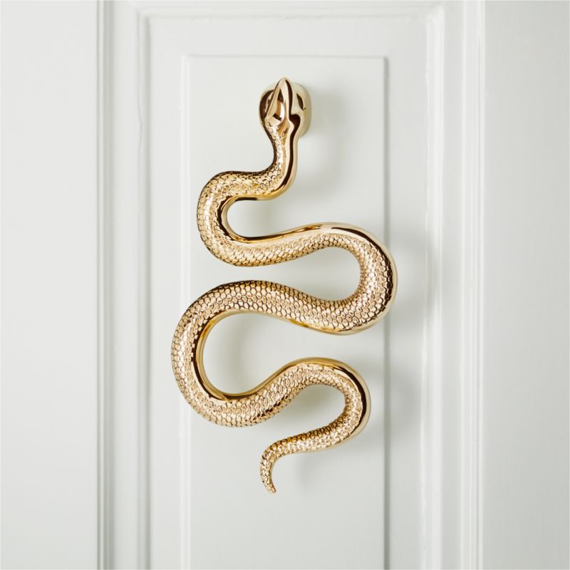 View Polished Brass Snake Door Knocker details