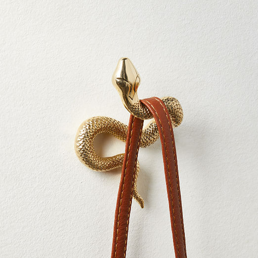 Unlacquered Brass Snake Wall Hook