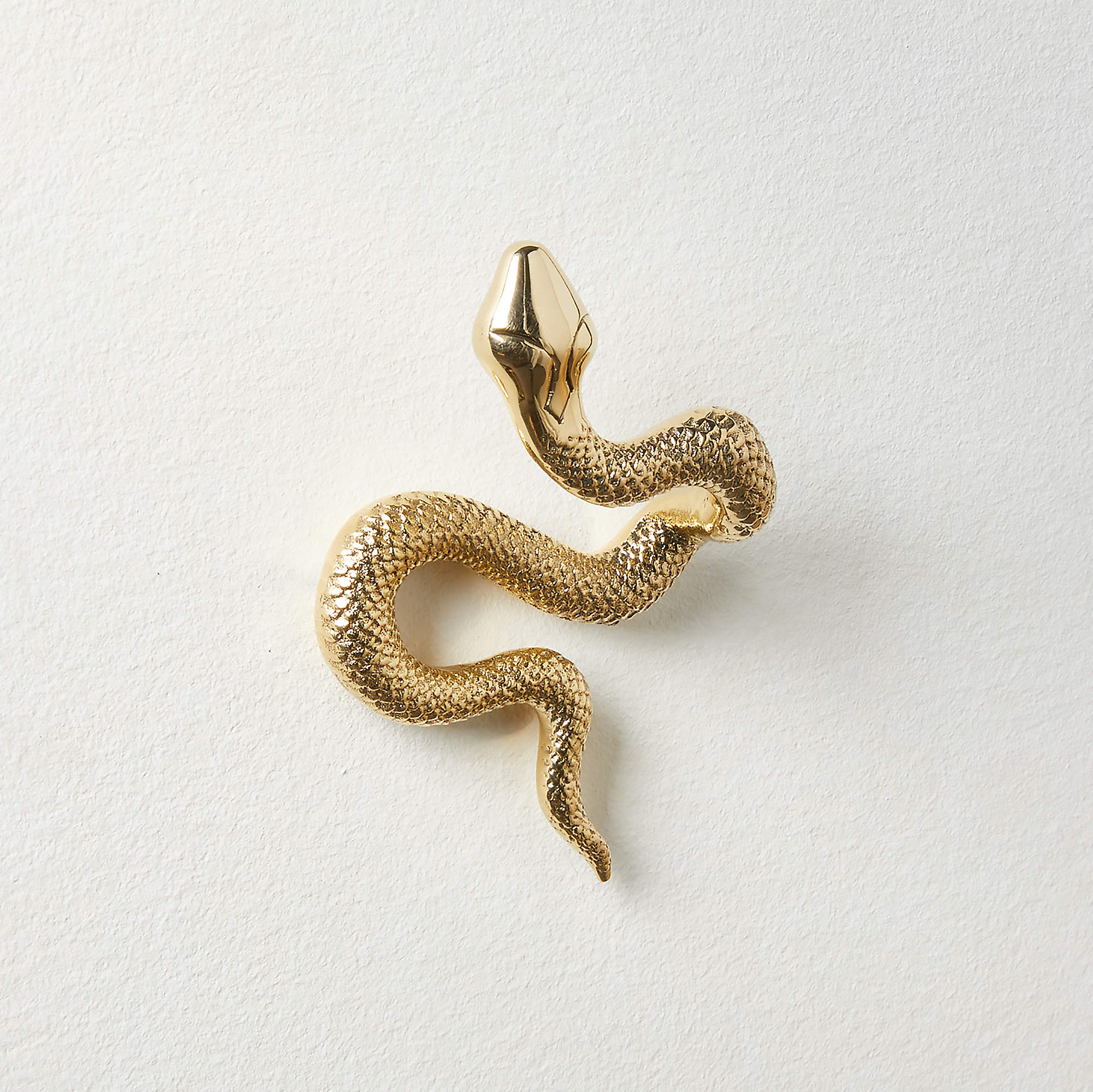 Modern Unlacquered Brass Snake Wall Hook + Reviews CB2