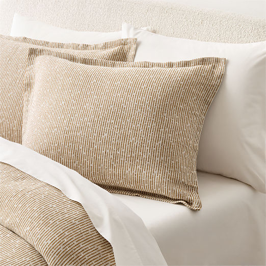 Sonnet Warm White and Smoked Amber EUROPEAN FLAx-Certified Linen and Cotton King Pillow Shams Set of 2