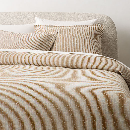 Sonnet Warm White and Smoked Amber European Linen and Cotton Duvet Cover
