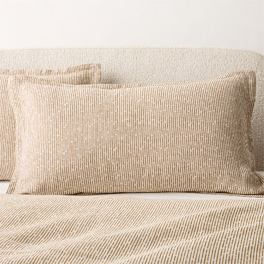 Sonnet Warm White and Smoked Amber EUROPEAN FLAX-Certified Linen and Cotton King Pillow Shams Set of 2