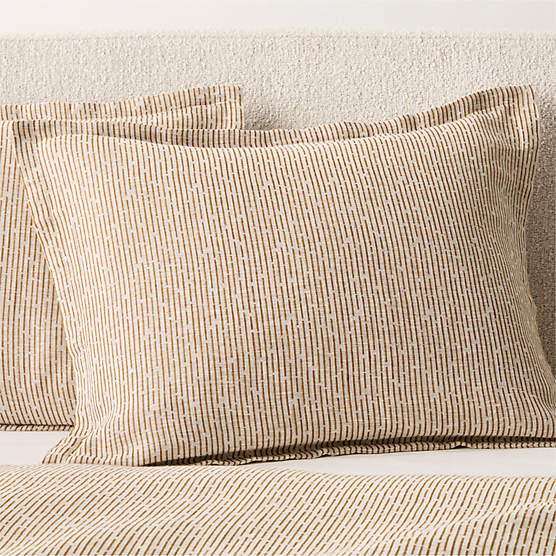 Sonnet Warm White and Smoked Amber EUROPEAN FLAX-Certified Linen and Cotton Standard Pillow Shams Set of 2