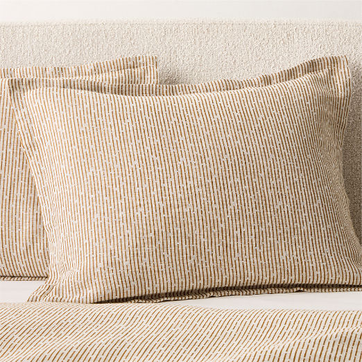 Sonnet Warm White and Smoked Amber EUROPEAN FLAx-Certified Linen and Cotton Standard Pillow Shams Set of 2