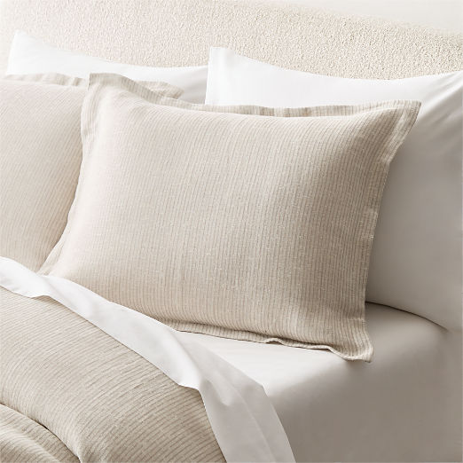 Sonnet Warm White and Cool Grey EUROPEAN FLAX-Certified Linen and Cotton Full/Queen Duvet Cover