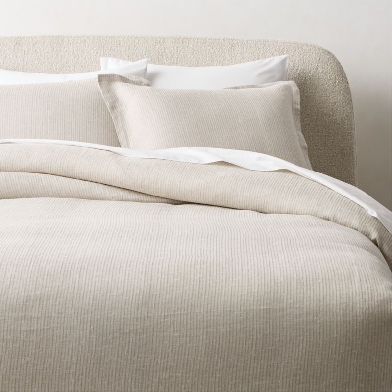 View Sonnet Warm White and Cool Grey EUROPEAN FLAX-Certified Linen and Cotton King Duvet Cover details
