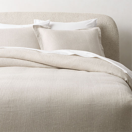 Sonnet Warm White and Cool Grey EUROPEAN FLAX-Certified Linen and Cotton King Duvet Cover