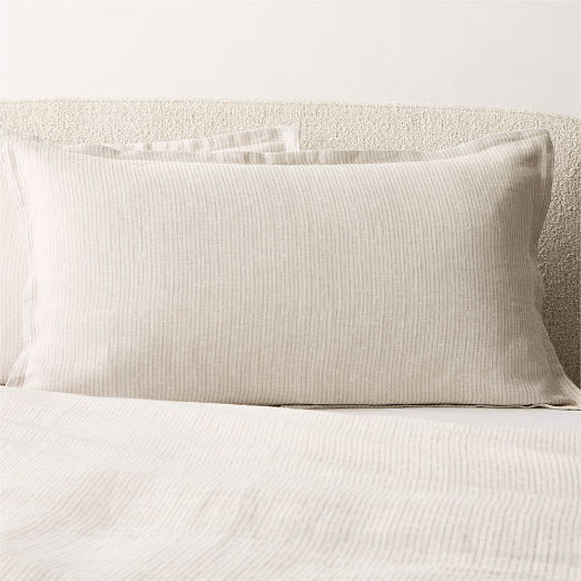 Sonnet Warm White and Cool Grey EUROPEAN FLAx-Certified Linen and Cotton King Pillow Shams Set of 2