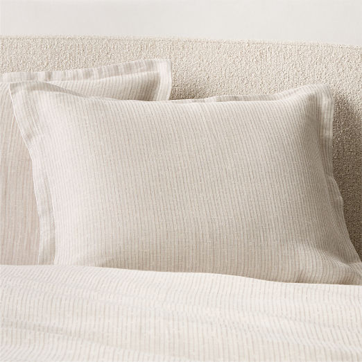 Sonnet Warm White and Cool Grey EUROPEAN FLAx-Certified Linen and Cotton Standard Pillow Shams Set of 2