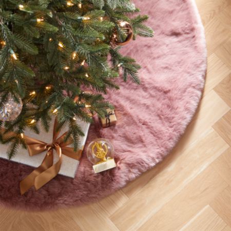 48 Faux Fur Dusty Rose Tree Skirt Cb2