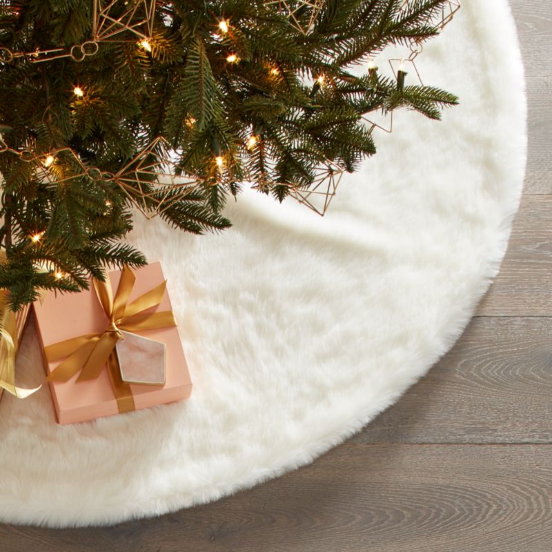 Modern Tree Skirts Cb2 Large White Faux Fur Tree Skirt