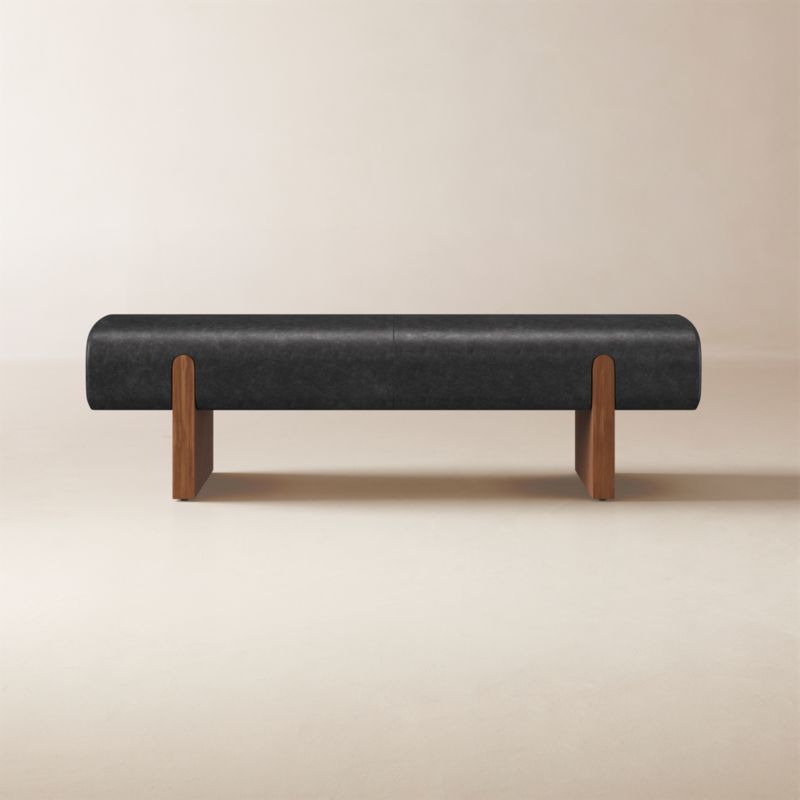 Socca Bello Grey Leather Bench 55" - image 2 of 3