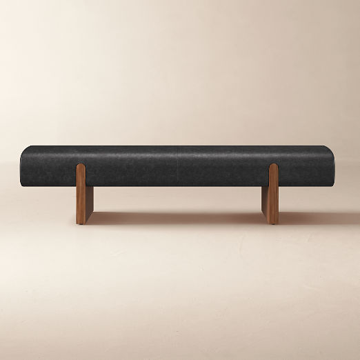 Socca Bello Black Leather Bench (55"-67")
