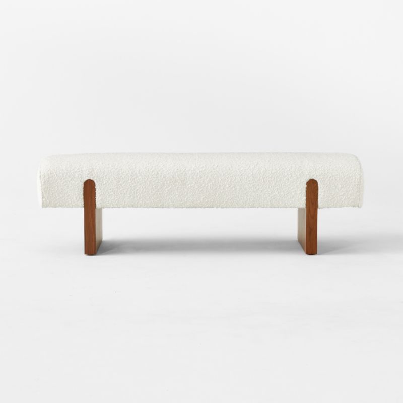 Socca Modern White Boucle Upholstered Bench 55'' | CB2