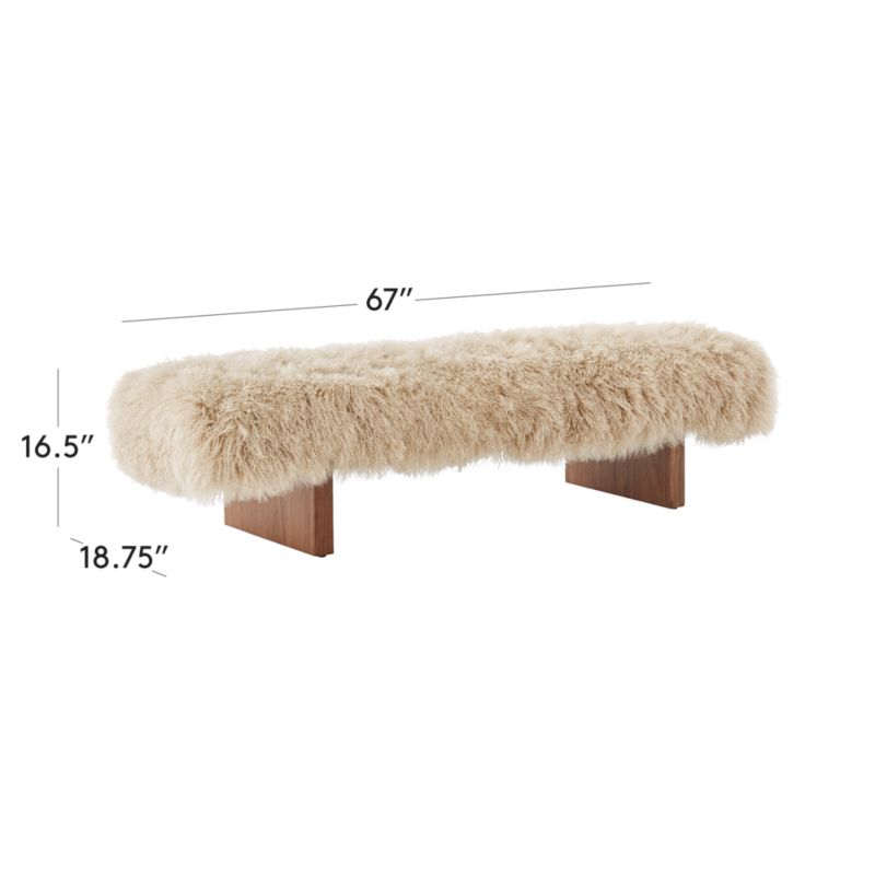 View Socca 67'' Taupe Sheepskin Upholstered Bench - image 3 of 11