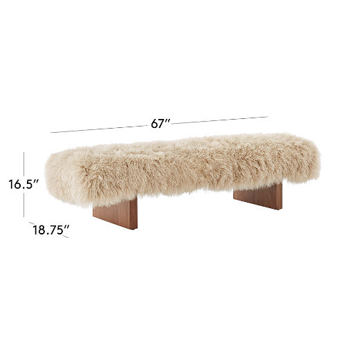 Socca 67'' Taupe Sheepskin Upholstered Bench