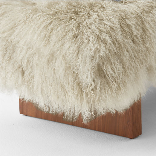 Socca 55" Taupe Sheepskin Upholstered Bench